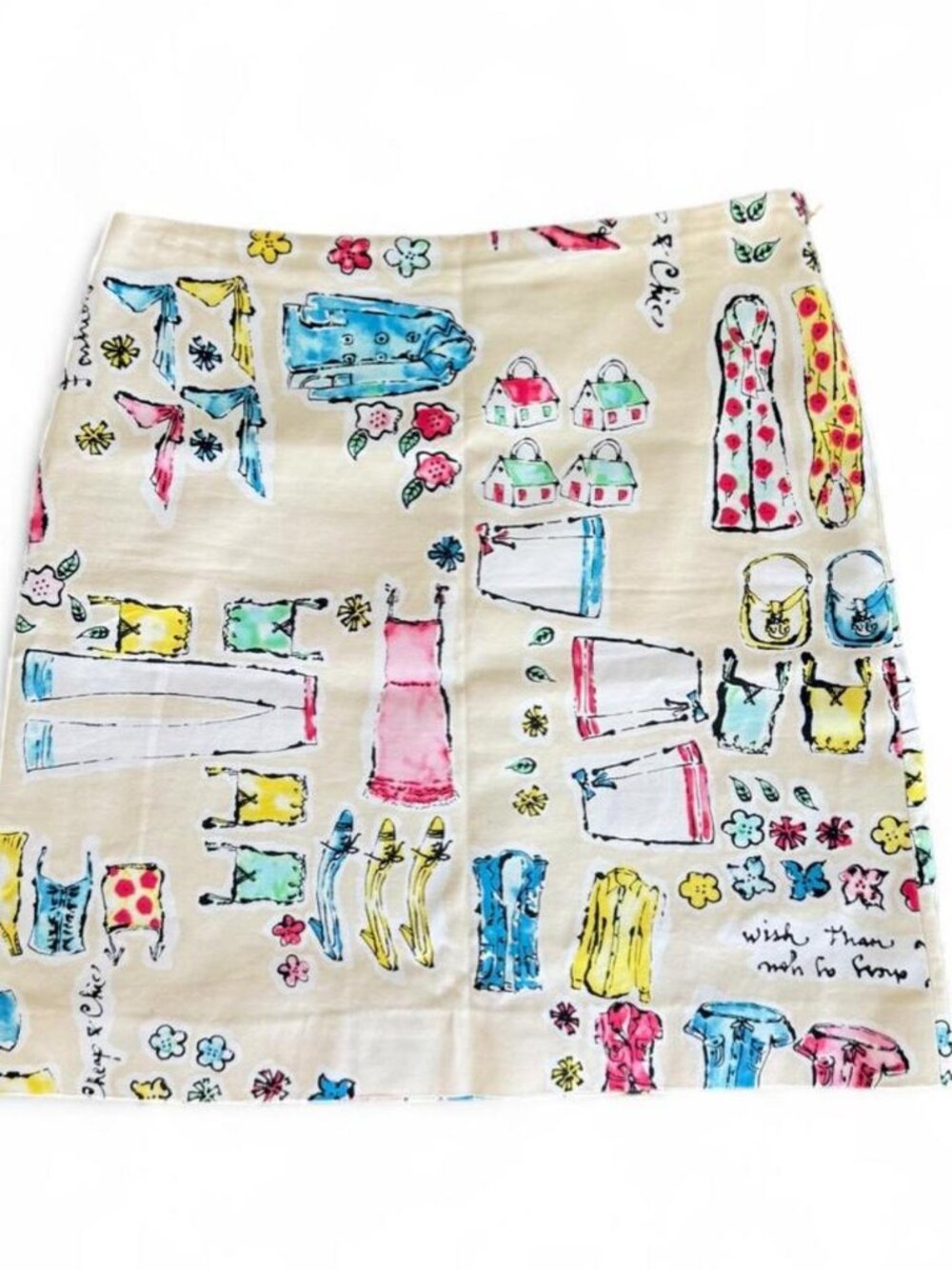 Moschino vintage Cheap and Chic cream/yellow mini skirt with colorful print